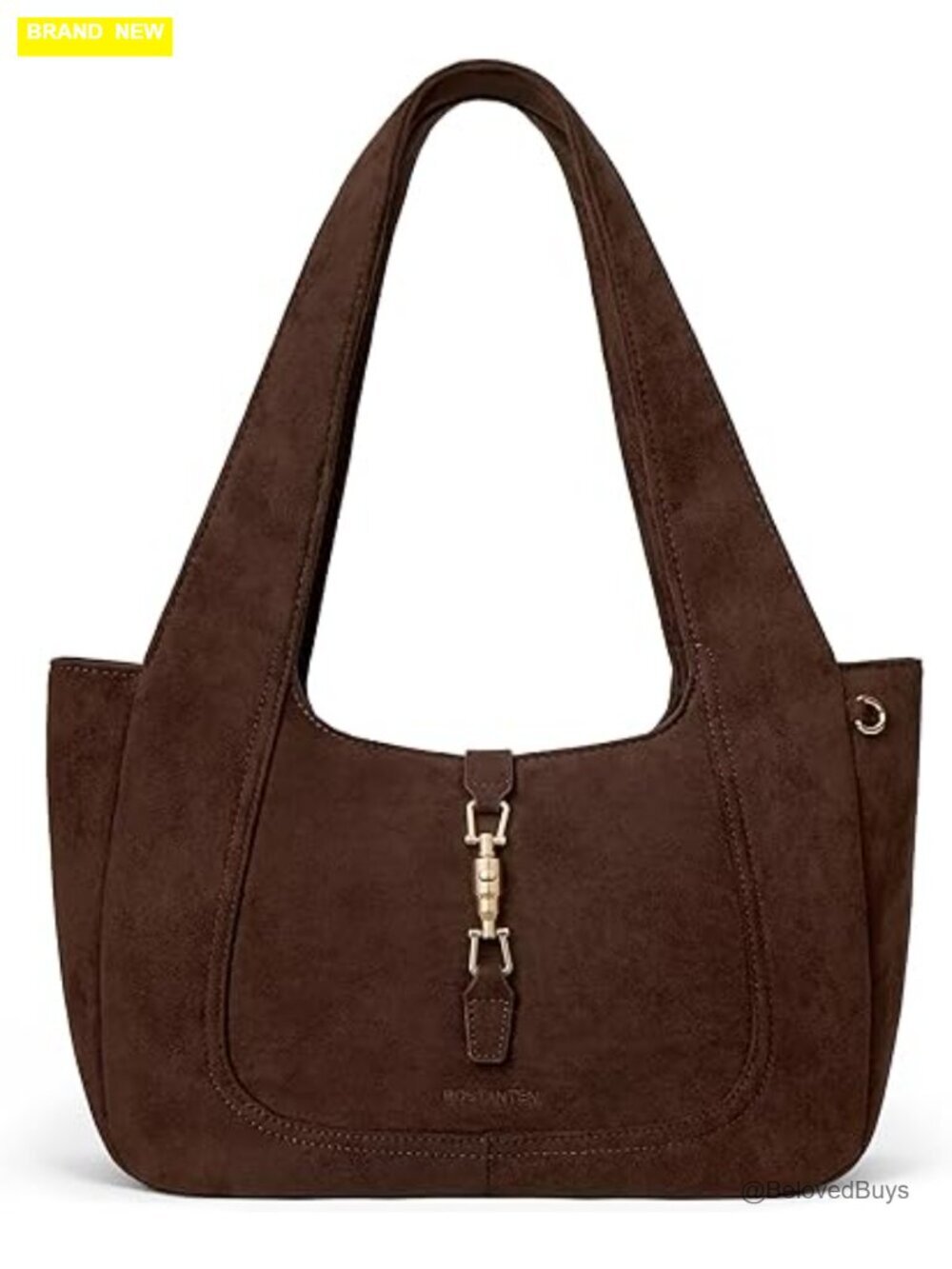 Vintage Suede Leather Shoulder Bag Tote Handbag Lightweight Work Date Travel